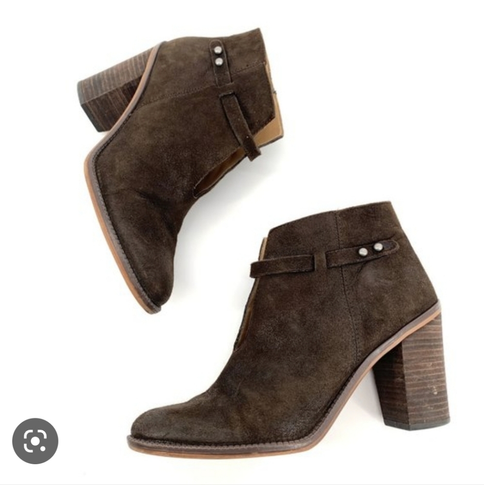 Franco Sarto Dark Brown Suede Ankle Booties